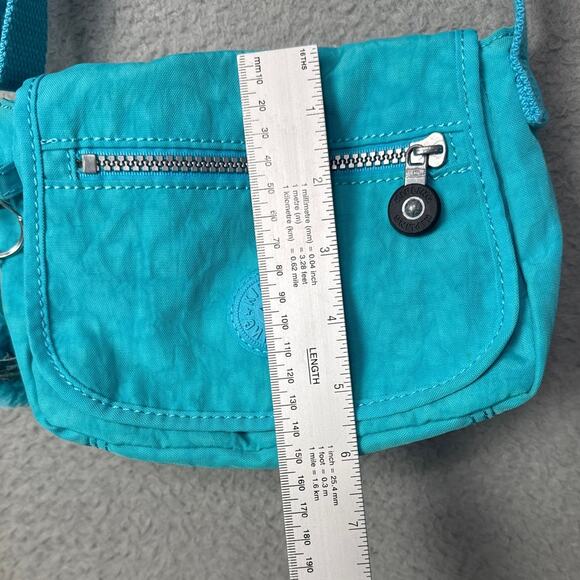 Kipling Sabian Mini Crossbody Bag Teal Blue With Gorilla Interior Zip Pocket - Picture 6 of 9